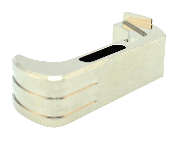 Cross Armory Extended Magazine Catch for Glock Gen4-5, Silver Anodized Aluminum