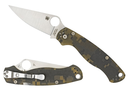 Spyderco C81GPCMOBK2 Para Military 2 3.44" Plain Black CPM S30V Drop Point Blade Digital Camo G10 Handle w/ Clip