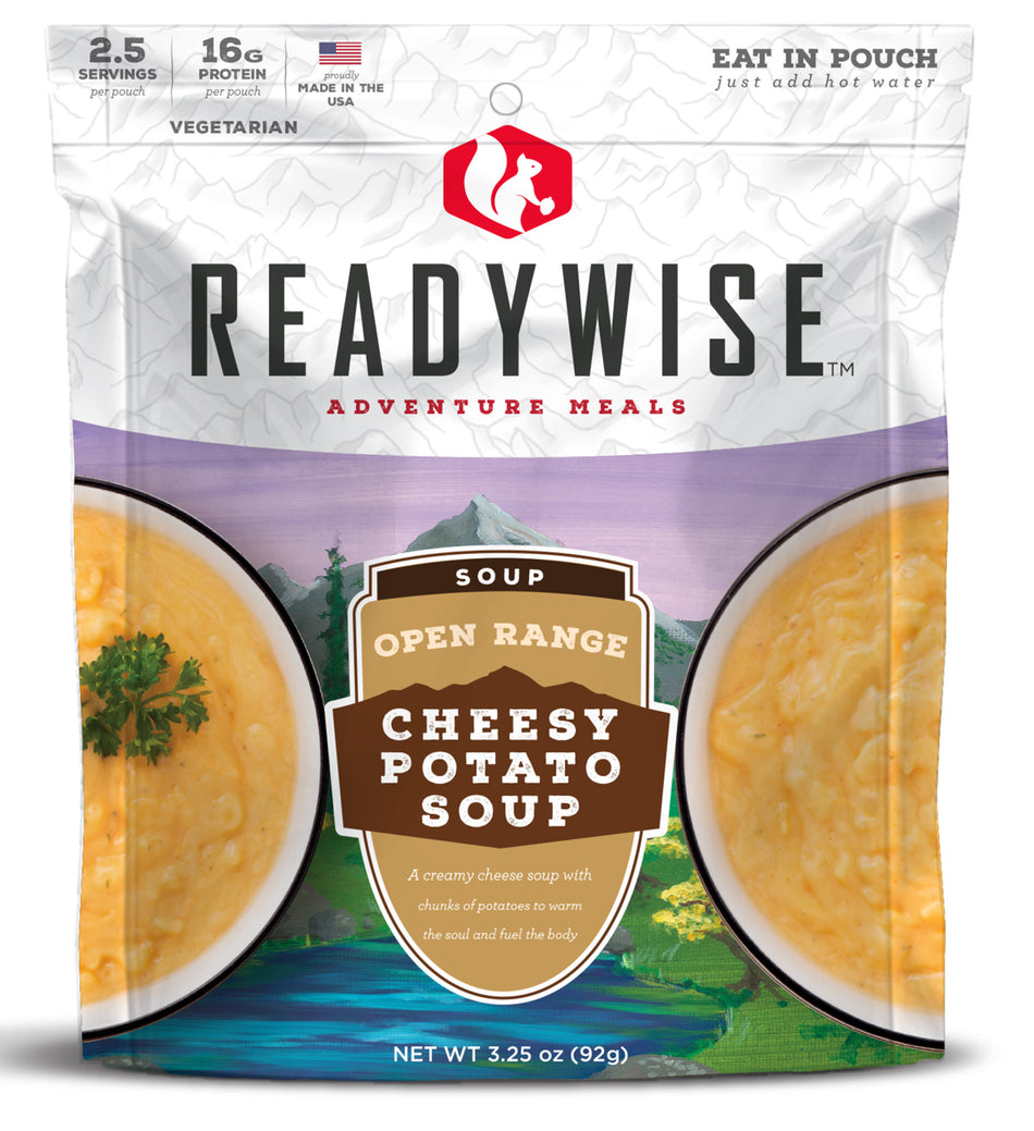 ReadyWise RW05010 Outdoor Cheesy Potato Soup Resealable Camping Meal Pouch 6 Per Case