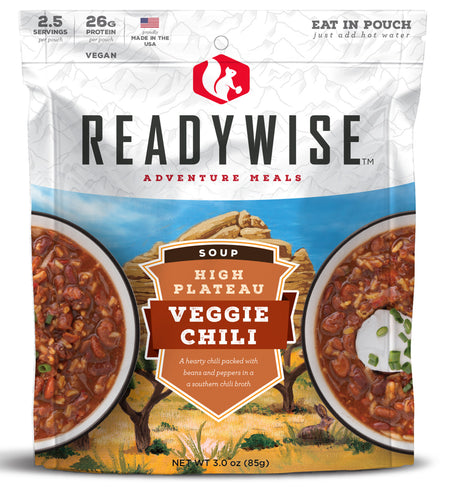ReadyWise RW05011 Outdoor Veggie Chili Soup Resealable Camping Meal Pouch 6 Per Case