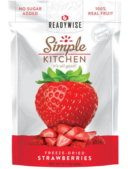 ReadyWise SK05006 Simple Kitchen Freeze-Dried Strawberries 1-Serving Pouch Case of 6