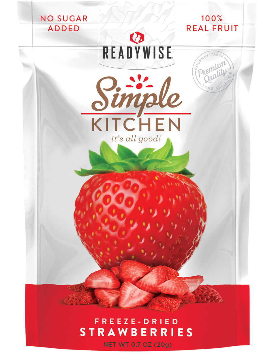 ReadyWise SK05006 Simple Kitchen Freeze-Dried Strawberries 1-Serving Pouch Case of 6