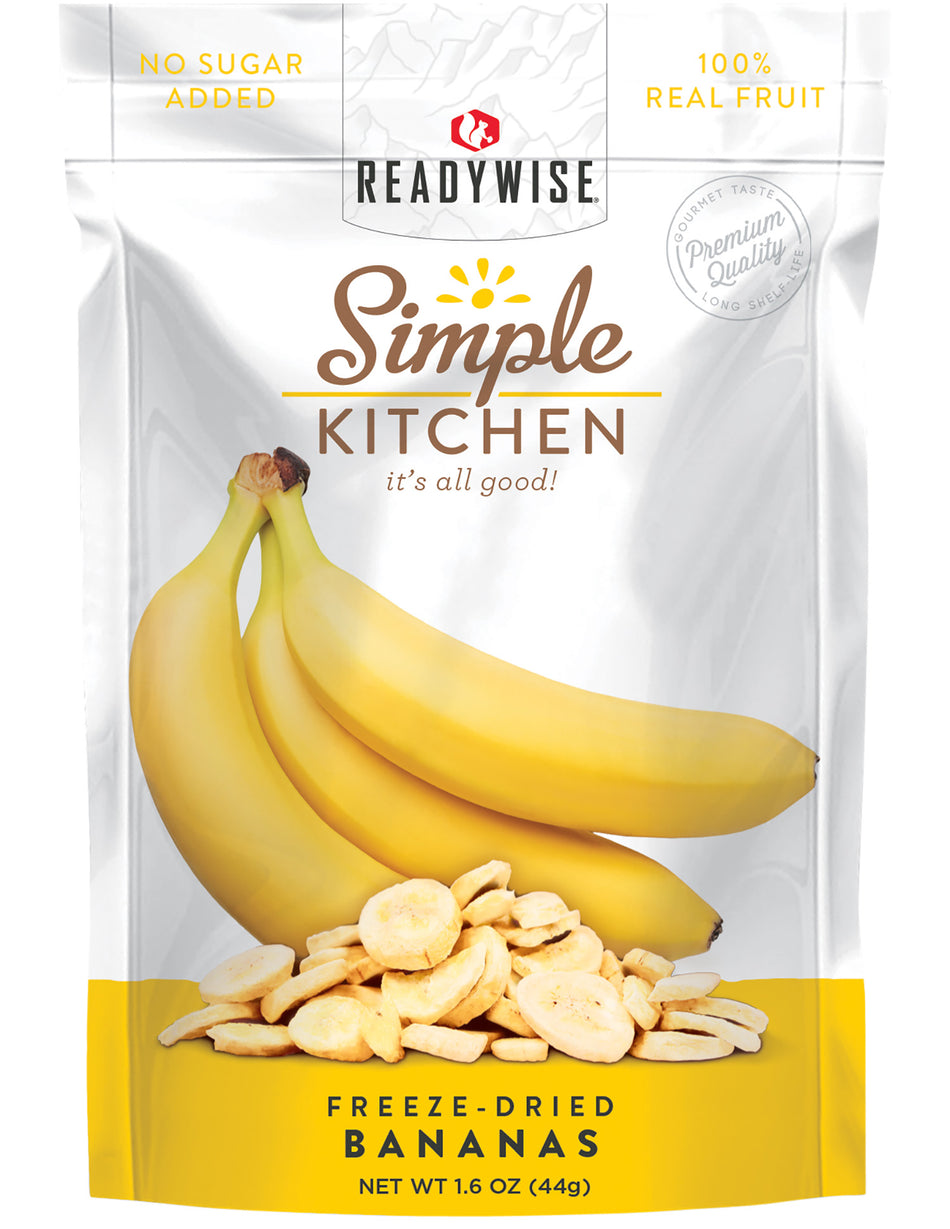 ReadyWise SK05007 Simple Kitchen Freeze-Dried Banana Snack 1-Serving Pouch Case of 6