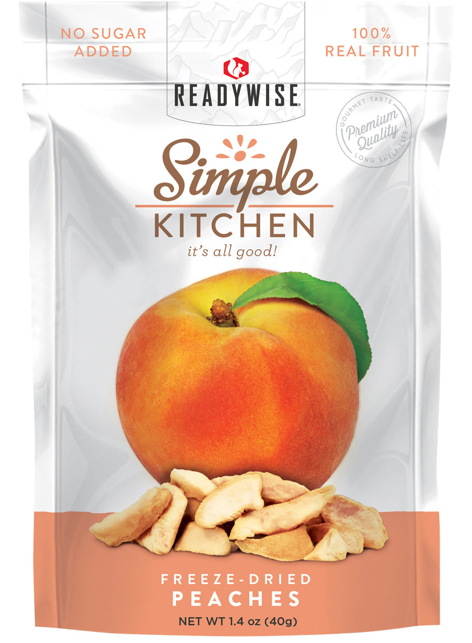 ReadyWise SK05008 Simple Kitchen Freeze-Dried Peach Snack 1-Serving Pouch Case of 6