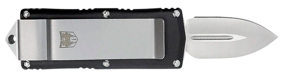 CobraTec OTF Money Clip 1.75" Plain D2 Blade Black Aluminum Handle Includes Pocket Clip