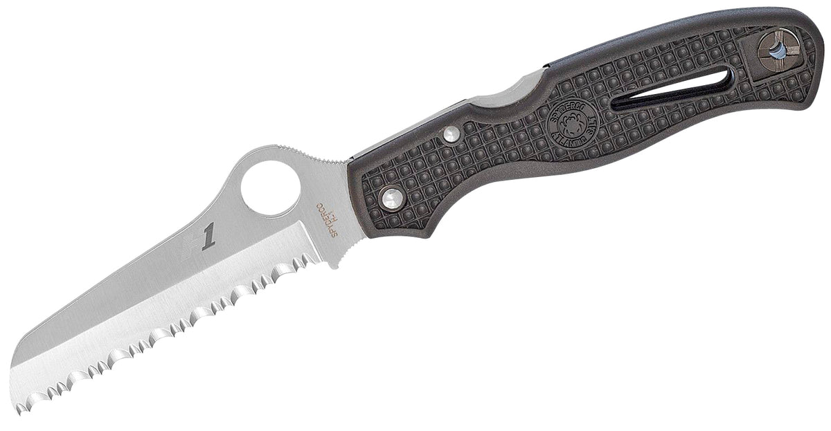 Spyderco C89SBK Atlantic Salt 3.69" Serrated Sheepsfoot H1 Steel Blade Black FRN Handle with Pocket Clip