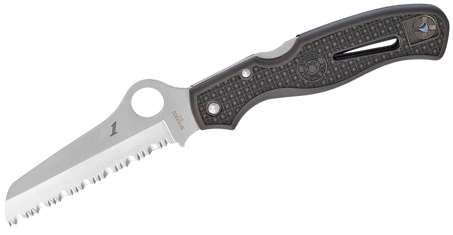 Spyderco C89SBK Atlantic Salt 3.69" Serrated Sheepsfoot H1 Steel Blade Black FRN Handle with Pocket Clip