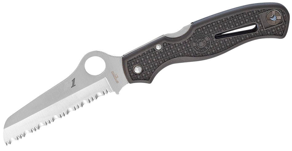 Spyderco C89SBK Atlantic Salt 3.69" Serrated Sheepsfoot H1 Steel Blade Black FRN Handle with Pocket Clip