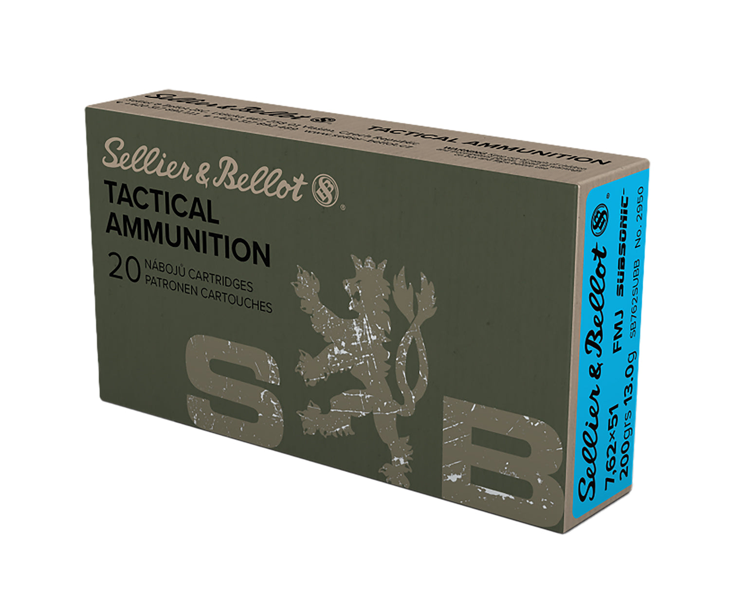 Sellier & Bellot (S&B) .308 Win / 7.62x51mm SB762SUBB Subsonic Full Metal Jacket Subsonic 200 Grain