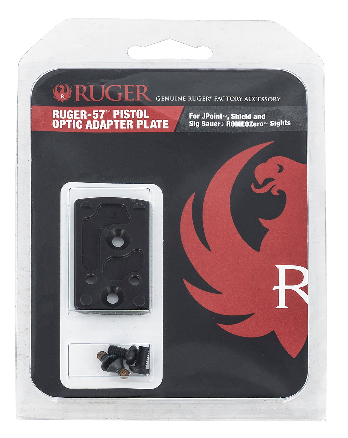 Ruger 90723 Black Anodized Aluminum Optic Adapter Plate Ruger-57 Fits JPoint Shield RMS