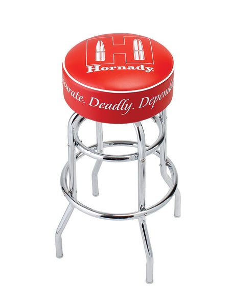 Hornady Branded Reloading Room Bench Stool Chrome Red Vinyl