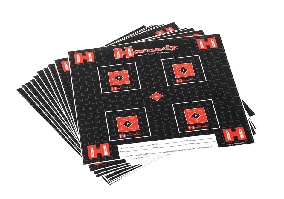 Hornady Lock-N-Load Grid Paper Shooting Targets Black Red White 10 Pack