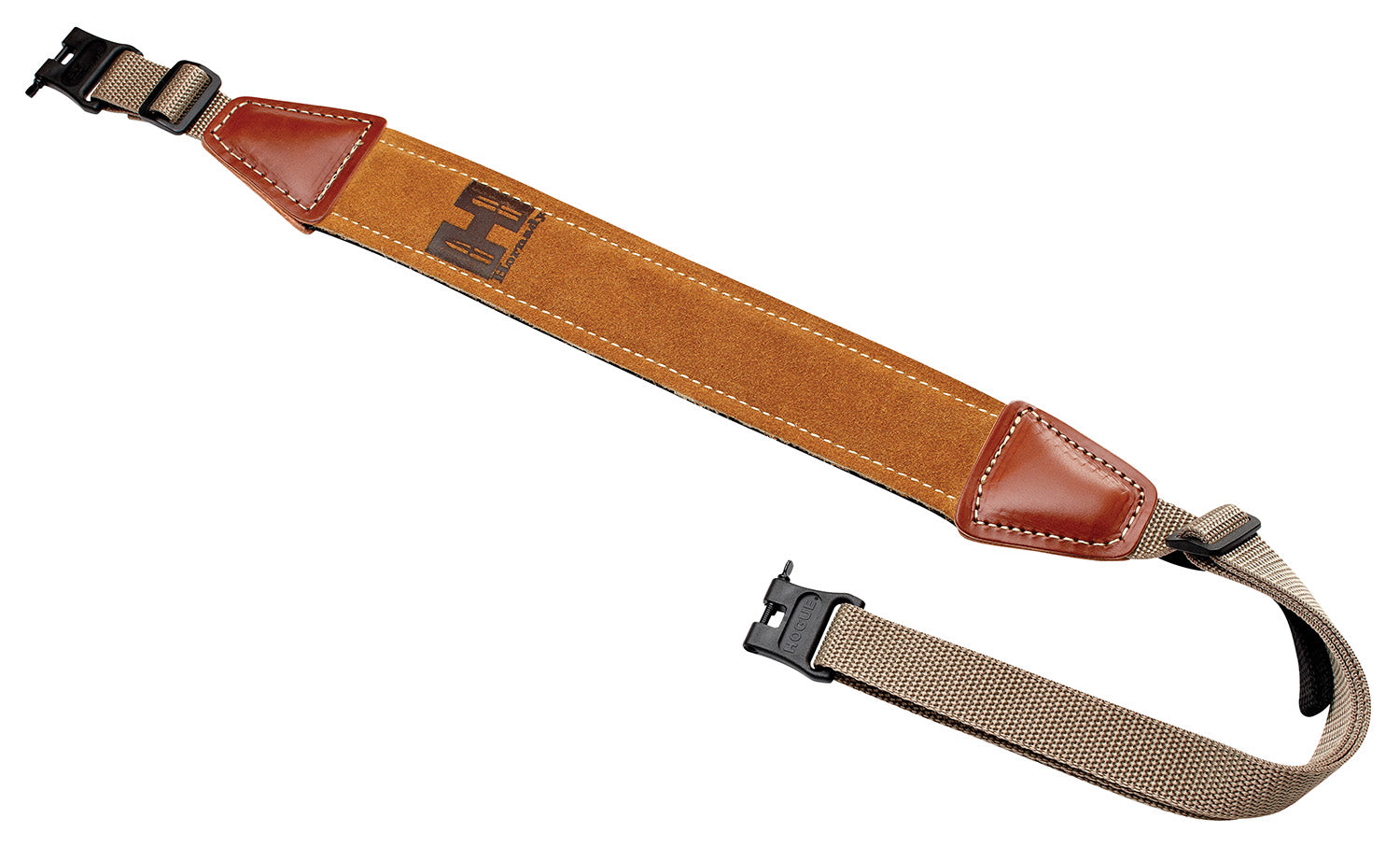 Hornady Universal Rifle Sling Brown Leather Nylon Straps with Hogue Swivels