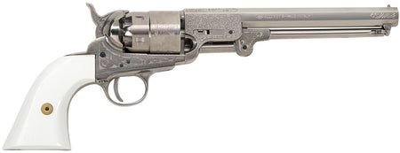 Traditions 1851 Navy .44 Cal Black Powder 7.5" Nickel Revolver Simulated Ivory Grip