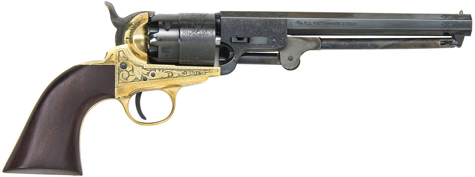 Traditions FR185118 1851 Navy .44 Cal Black Powder Revolver 7.5" Engraved Brass Frame