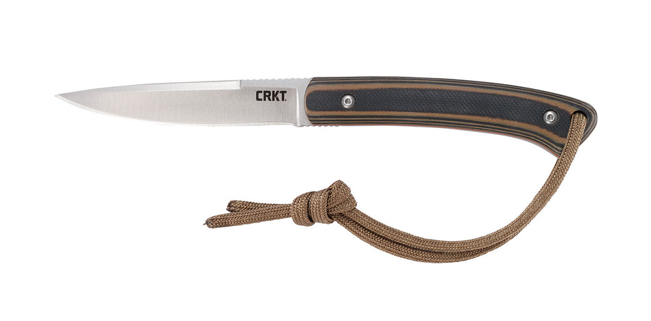 CRKT Biwa 2382 3.02" Fixed Plain Satin Stainless Hunting Knife with Lanyard and Sheath