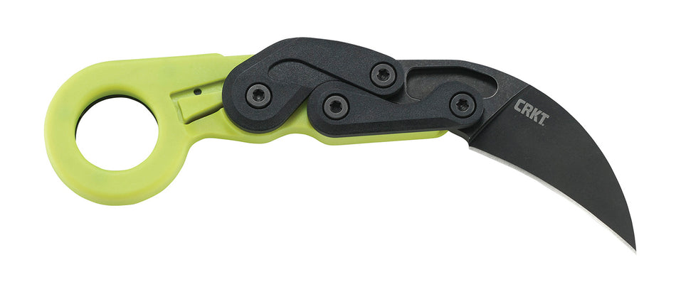 CRKT Provoke Zap 4041G 2.47" Kinematic Folding Karambit Black Stonewashed Steel Blade Green Grivory