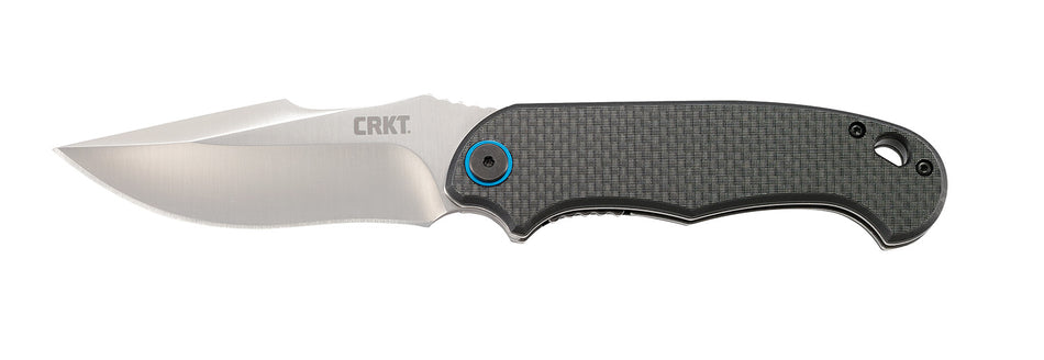 CRKT P.S.D. 7920 EDC Folding Knife 3.63" 4116 Stainless Steel Blade Carbon Fiber Handle Blue Accents