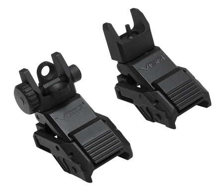 NcStar Pro Series Folding Front and Rear Backup Sight Set Black A2 Dual Aperture for AR-Platform