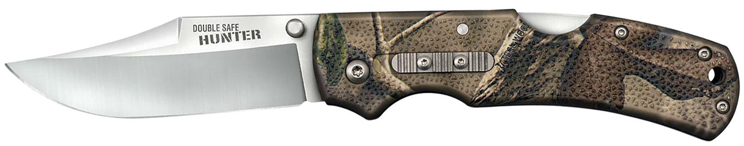 Cold Steel Double Safe Hunter CS23JD 3.50" Folding 8Cr13MoV SS Clip Point Blade, Camo GFN Handle Includes Pocket Clip