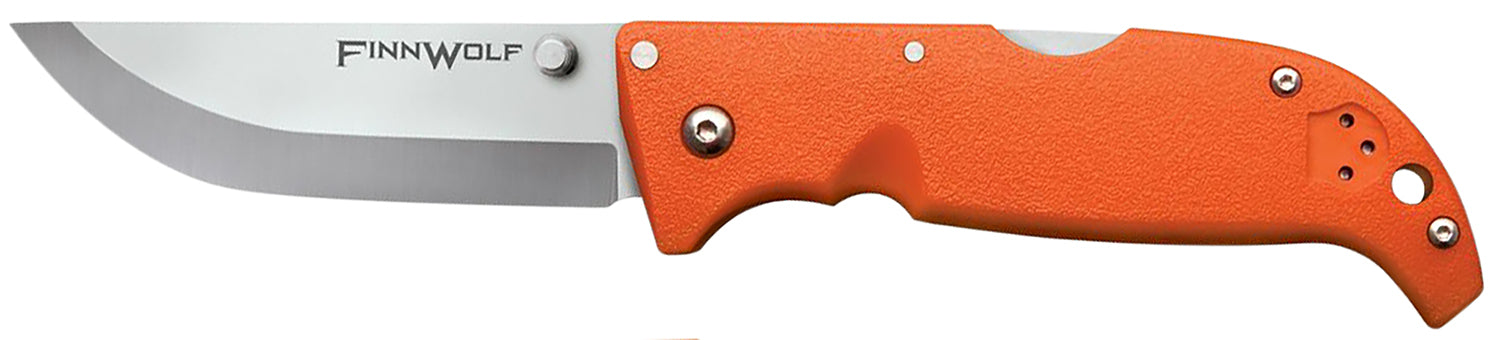 Cold Steel CS20NPJ Finn Wolf 3.5" Folder Satin Polished AUS-8A SS Blade Orange Griv-Ex Handle Pocket Clip