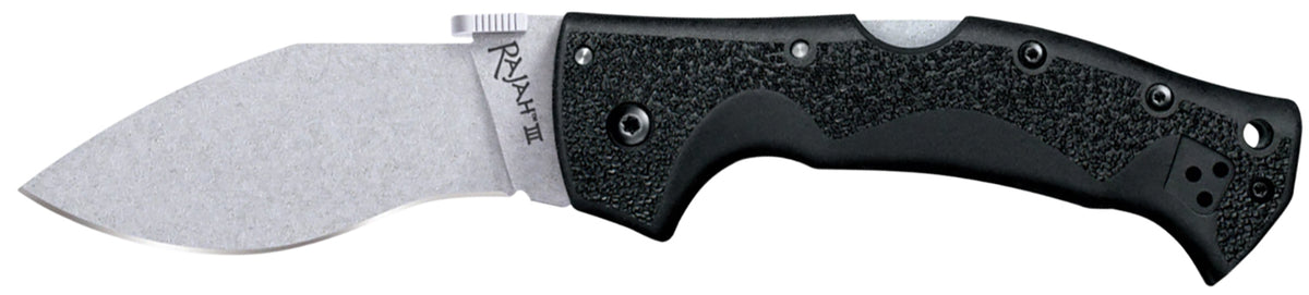 Cold Steel CS62JM Rajah III 3.5" Folder Stone Washed AUS-10A SS Drop Point Blade Griv-Ex Handle Pocket Clip
