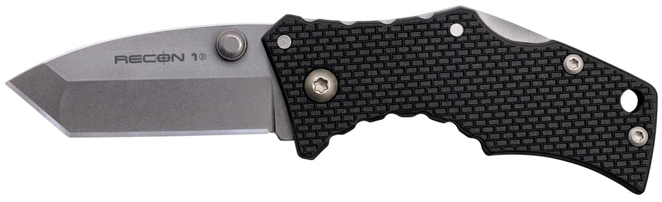 Cold Steel Recon 1 Micro Folding Tanto Knife 2" Plain Stonewashed 4034 SS Blade Black Griv-Ex Handle Pocket Clip
