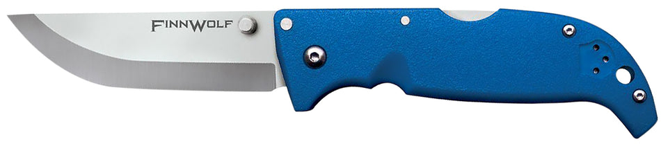 Cold Steel Finn Wolf 3.50" Folding Knife Straight Back Satin Polished AUS-8A Blade Blue Griv-Ex Handle Pocket Clip