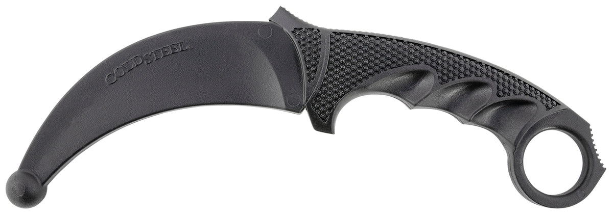 Cold Steel Karambit Training Knife 4" Fixed Plain Santoprene Blade Black Checkered Santoprene Handle Ring Pommel
