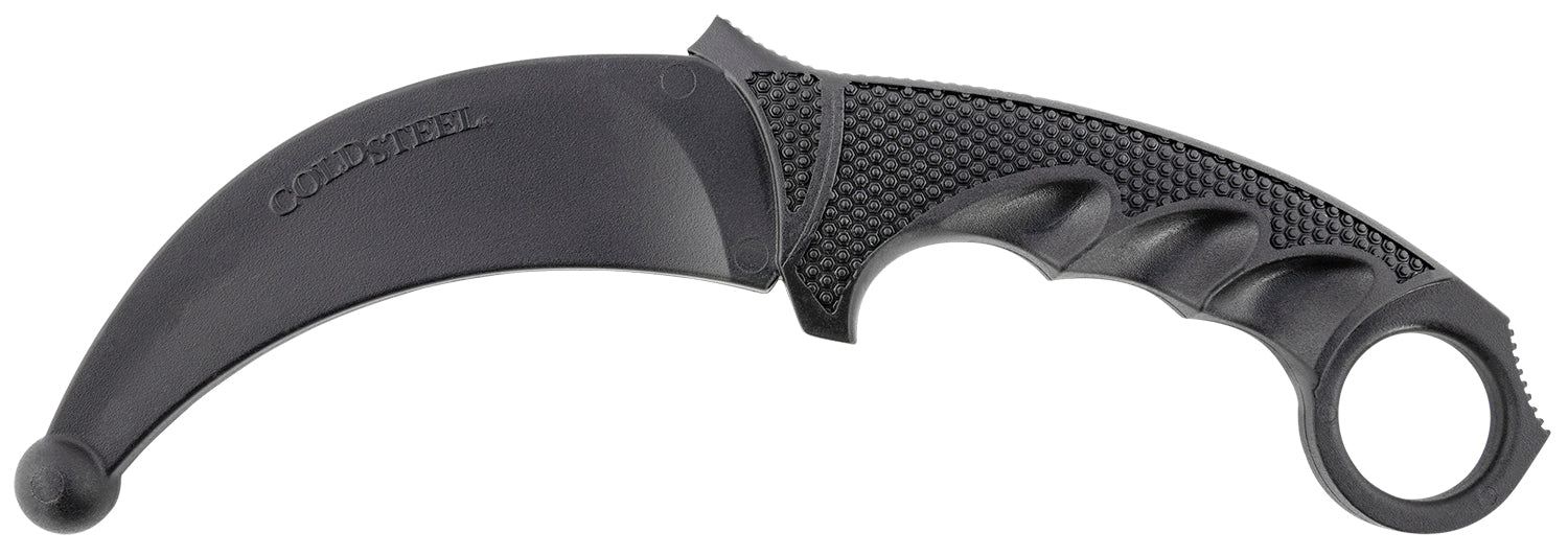 Cold Steel Karambit Training Knife 4" Fixed Plain Santoprene Blade Black Checkered Santoprene Handle Ring Pommel
