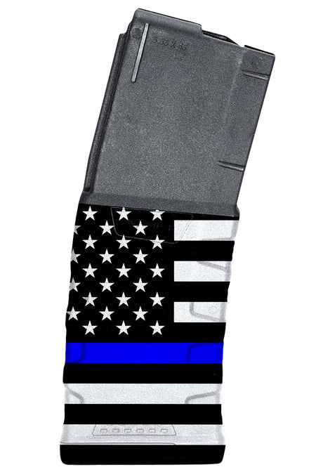 Mission First Tactical EXDPM556AMB1 AR-15/M4 30rd .223 Rem/5.56 Extreme Duty Blue Line Flag Magazine