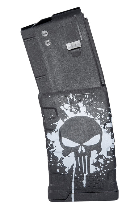 Mission First Tactical EXDPM556PSSWH AR-15/M4 30rd .223 Rem/5.56 Extreme Duty White Punisher Skull Magazine