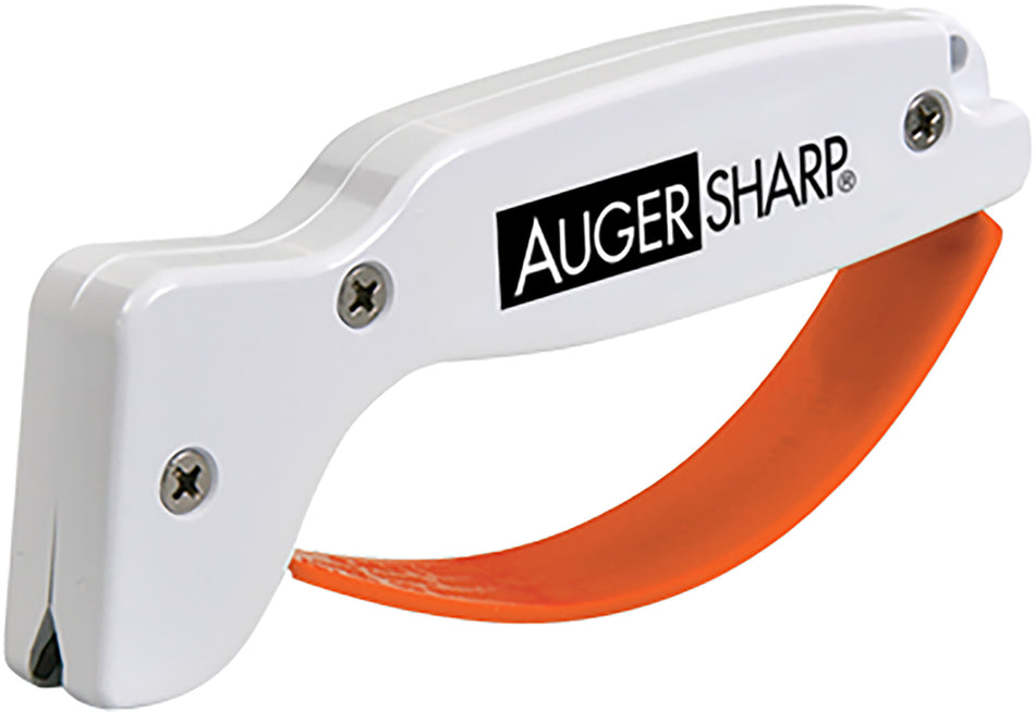 AccuSharp AugerSharp Ice Fishing Auger Sharpener Diamond-Honed Tungsten Carbide Orange Finger Guard