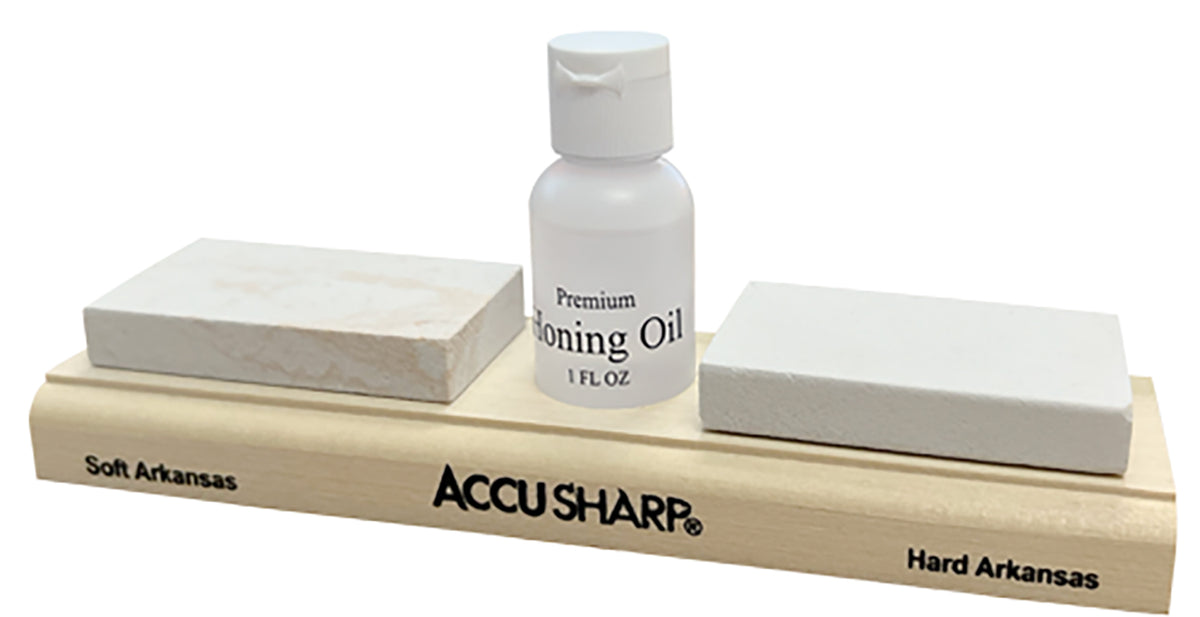 AccuSharp Whetstone Combination Sharpening Kit Natural Arkansas Stones Coarse Fine with Honing Solution