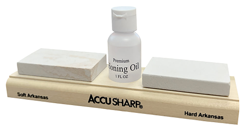 AccuSharp Whetstone Combination Sharpening Kit Natural Arkansas Stones Coarse Fine with Honing Solution