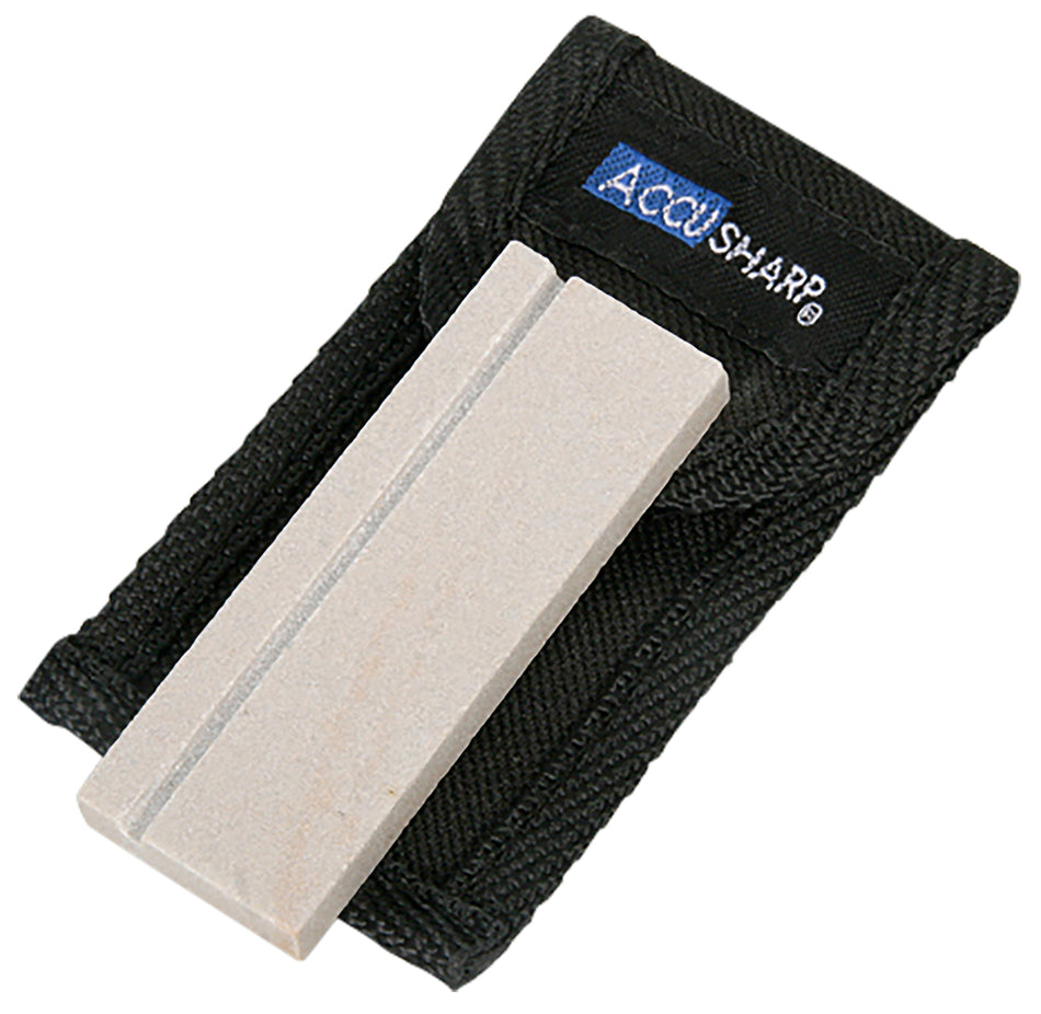 AccuSharp Natural Arkansas Pocket Whetstone Sharpener White Includes Belt Loop Carry Pouch
