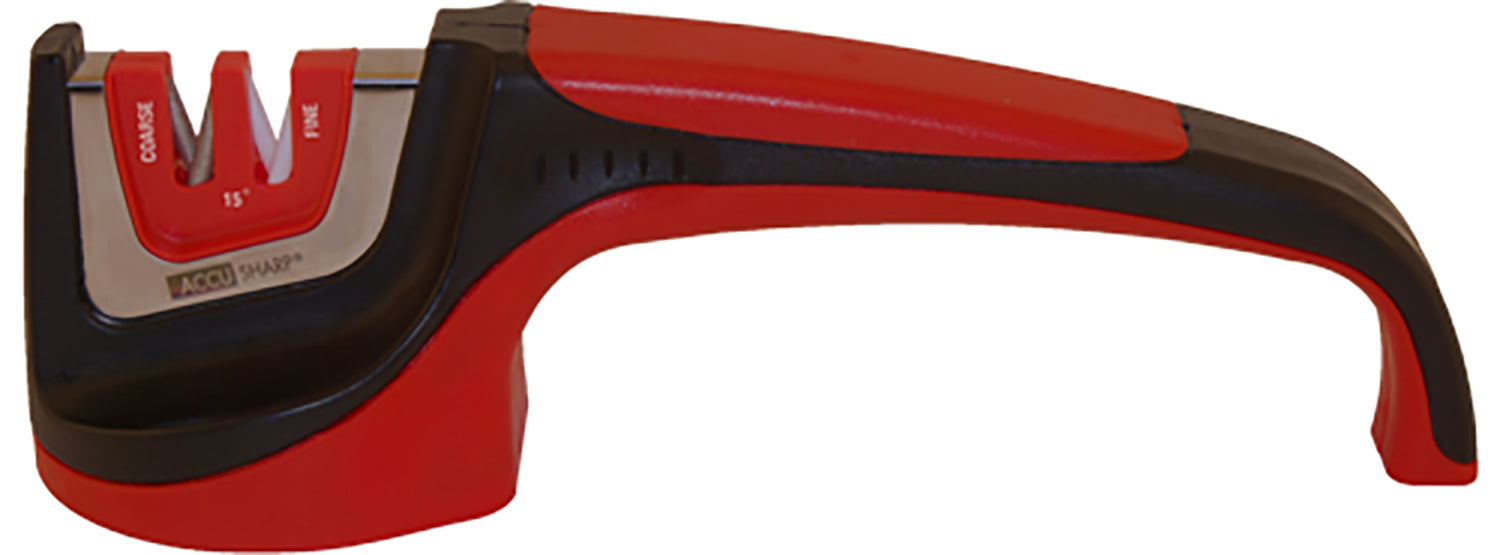 AccuSharp Asian-Style Knife Sharpener Diamond Coated and Fine Ceramic Rods 15-Degree Blade Red
