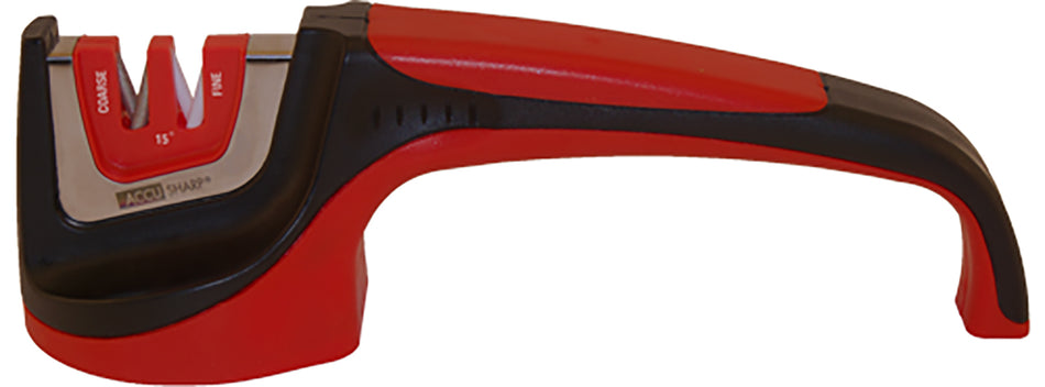 AccuSharp Asian-Style Knife Sharpener Diamond Coated and Fine Ceramic Rods 15-Degree Blade Red