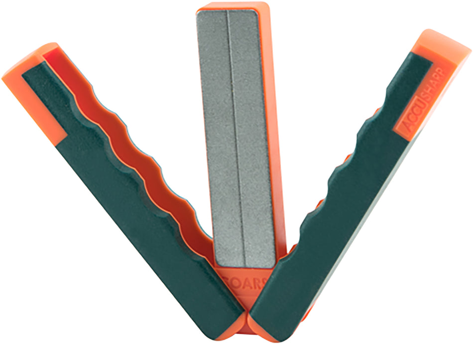 AccuSharp Folding Diamond Paddle Sharpener Coarse Fine Grit Sharpening Groove Gray Orange Grip