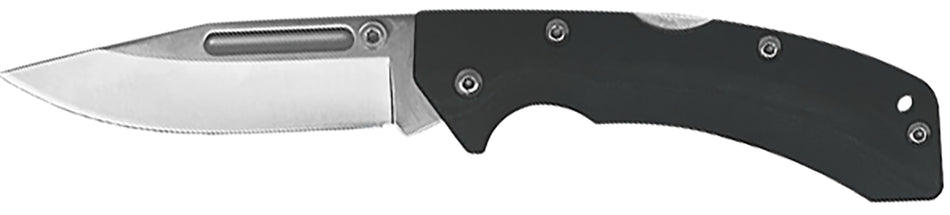 AccuSharp 711C 3" Folding Lockback Knife - Clip Point Plain Blade, Black FRN Handle, Includes Allen Wrench