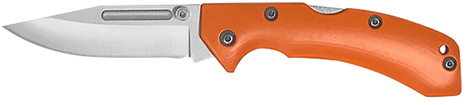 AccuSharp 712C 3" Folding Lockback Knife - Clip Point Plain Blade, Blaze Orange G10 Handle, Includes Allen Wrench
