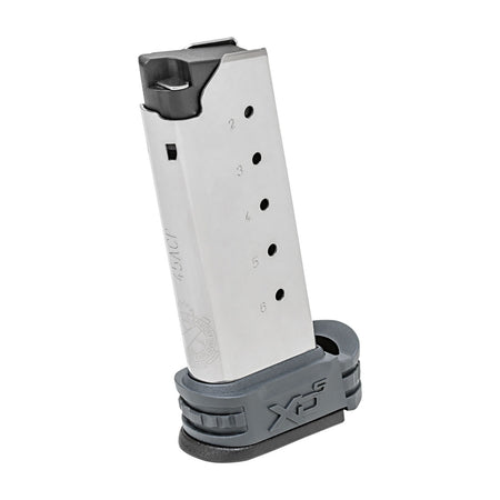 Springfield Armory XD-S XDS5006Y .45 ACP 6rd Stainless Steel Magazine w/ Gray Sleeve