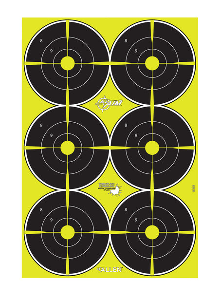 EZ-Aim 15355 Splash Reactive Bullseye Paper Hanging Target 12" x 18" Yellow 8 Pack