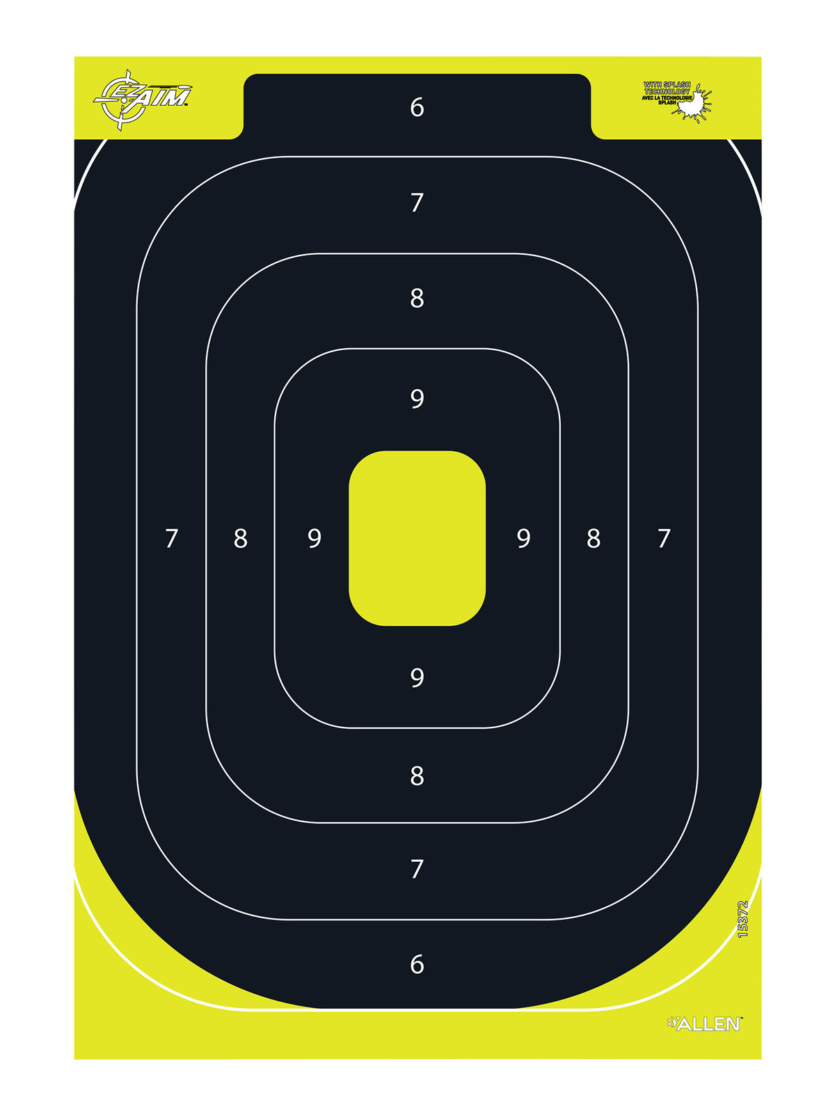 EZ-Aim Splash Reactive IPSC Silhouette Hanging Paper Target Black/Yellow 12.5"x18.25" 8 Pack