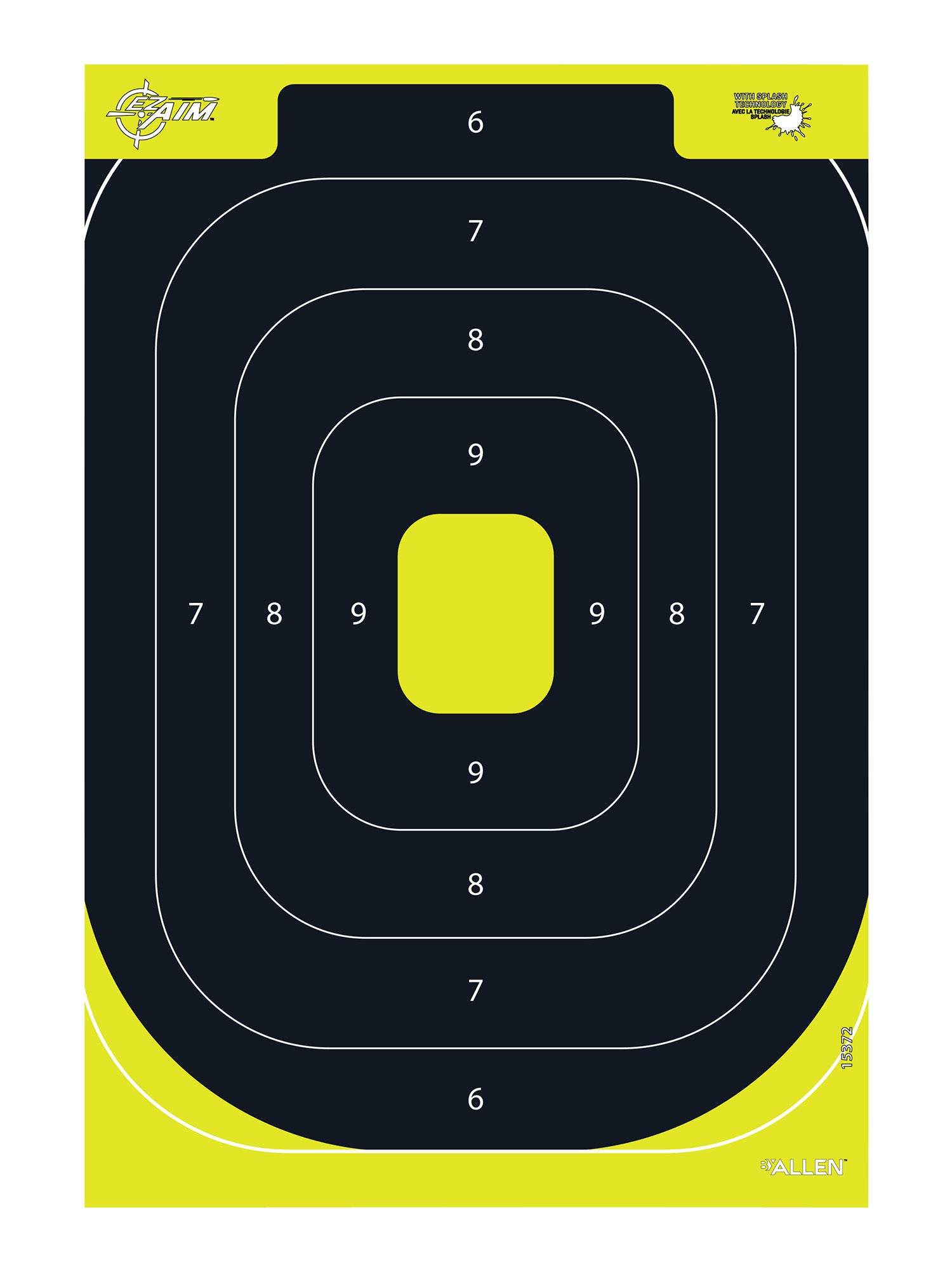 EZ-Aim Splash Reactive IPSC Silhouette Hanging Paper Target Black/Yellow 12.5"x18.25" 8 Pack