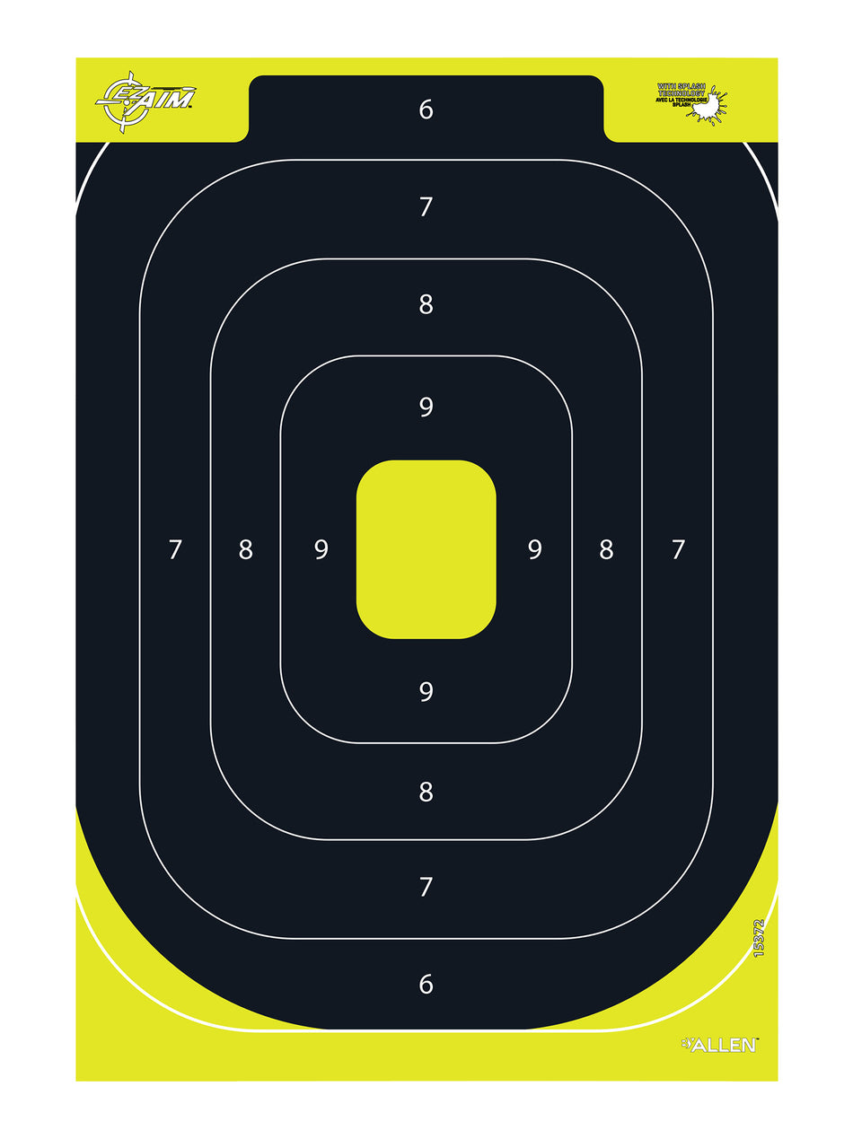 EZ-Aim Splash Reactive IPSC Silhouette Hanging Paper Target Black/Yellow 12.5"x18.25" 8 Pack