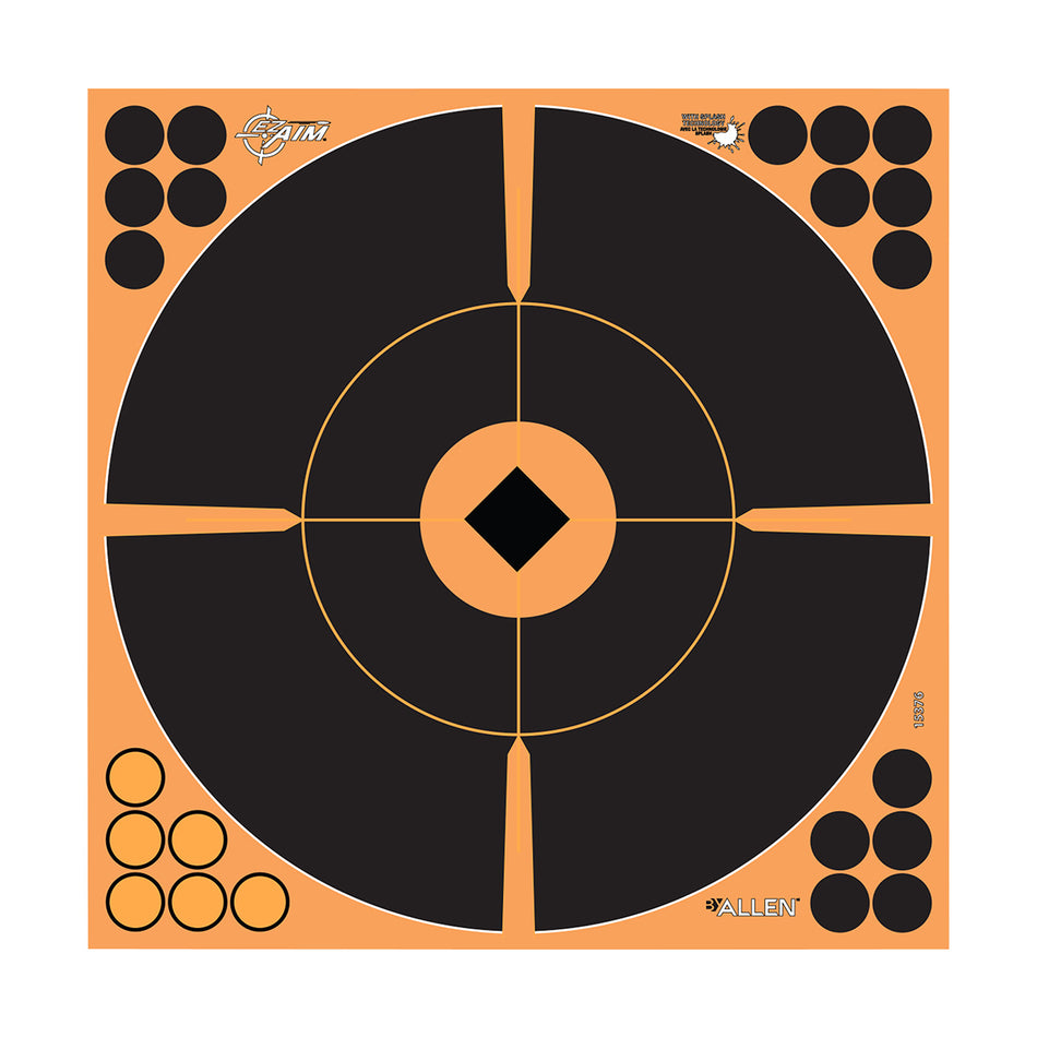 EZ-Aim 15376 Splash Reactive Adhesive Paper Bullseye Target 12" Black/Orange 5 Per Pack