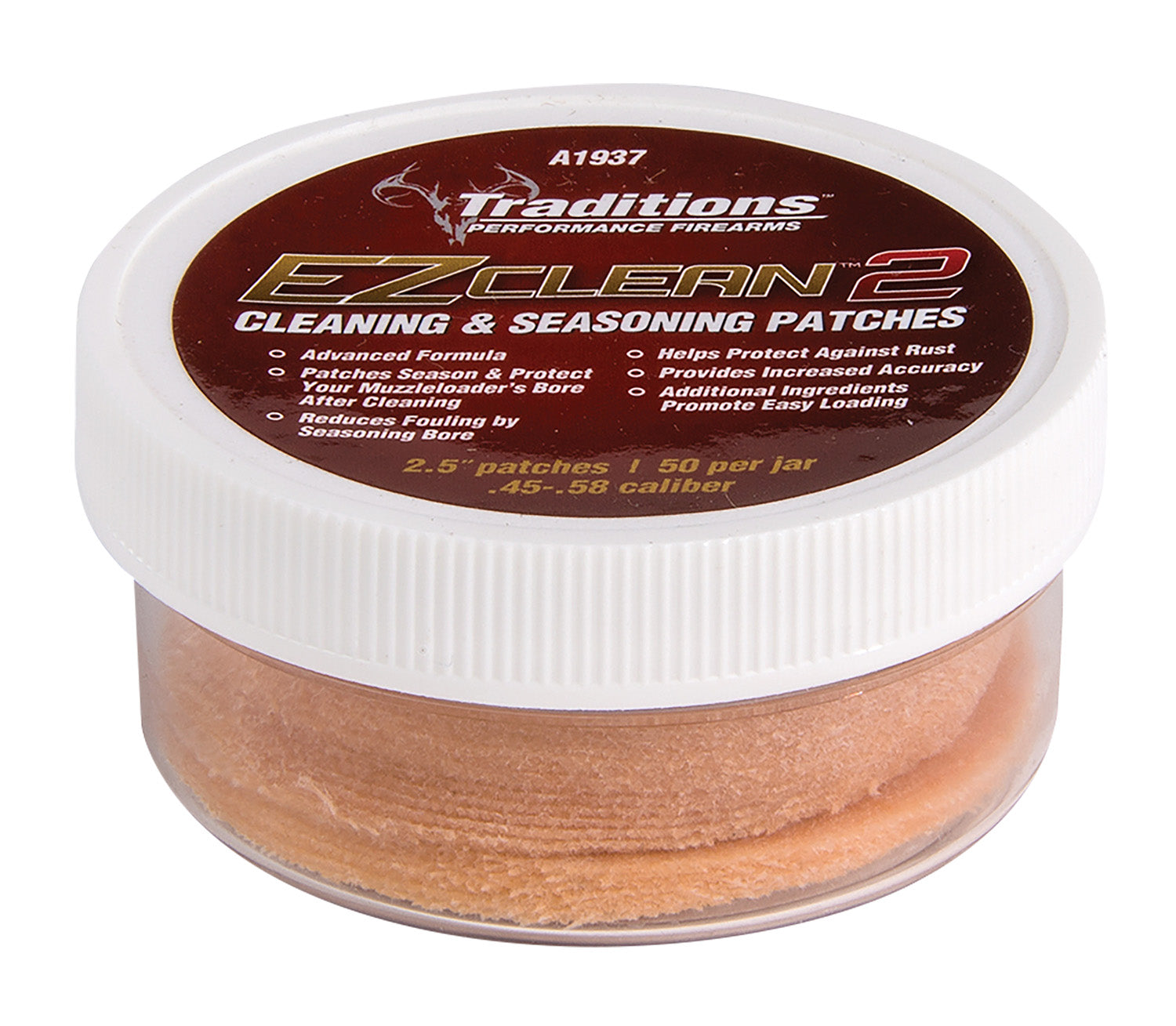Traditions A1937 EZ Clean 2 Muzzleloader Cleaning Patches 45/58 Cal 50 Pkg