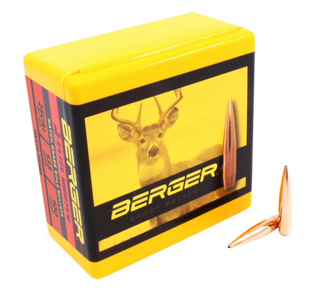 Berger Elite Hunter 25 Cal 133gr Boat Tail Reloading Bullets Box of 100