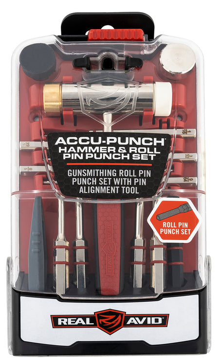 Real Avid Accu-Punch AVHPS-RP Hammer and Roll Pin Punch Set Black/Red